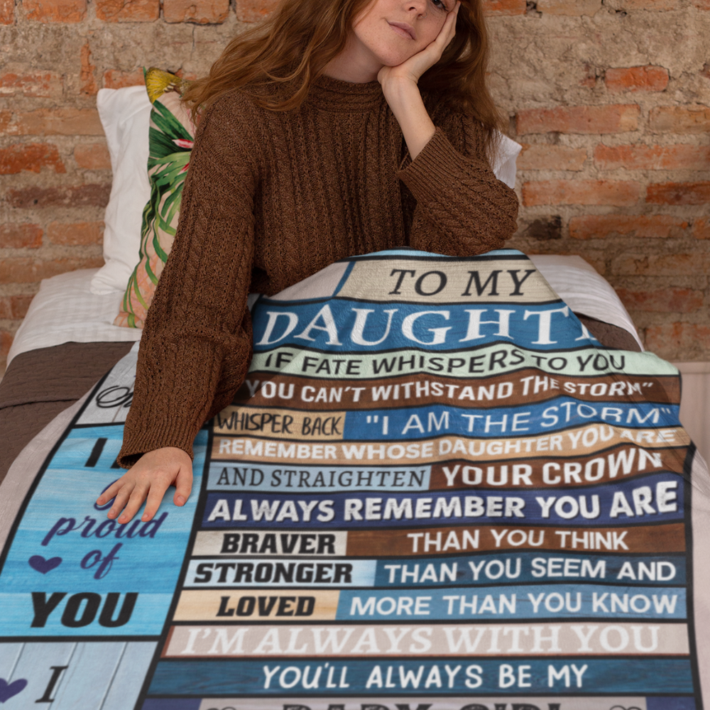 To My Daughter Sherpa Blanket | I Am the Storm Inspirational Gift from Mom | Cozy 50x60 Fleece Throw