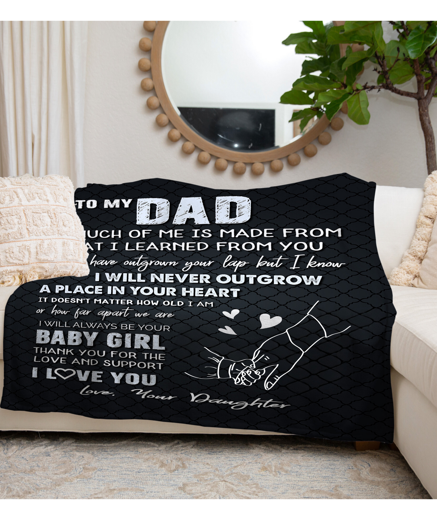 To My Dad | Love Your Daughter | Silhouette | Premium Sherpa Blanket | 50x60
