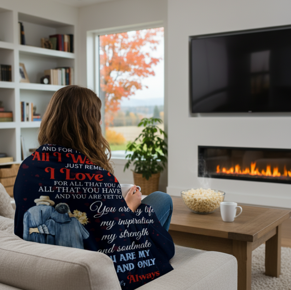 To My Wife | All I Want Is You | Cozy Premium Sherpa Blanket | 50x60