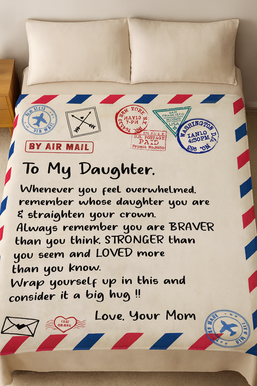 To My Daughter | Love Your Mom | Premium Sherpa Blanket | 50x60