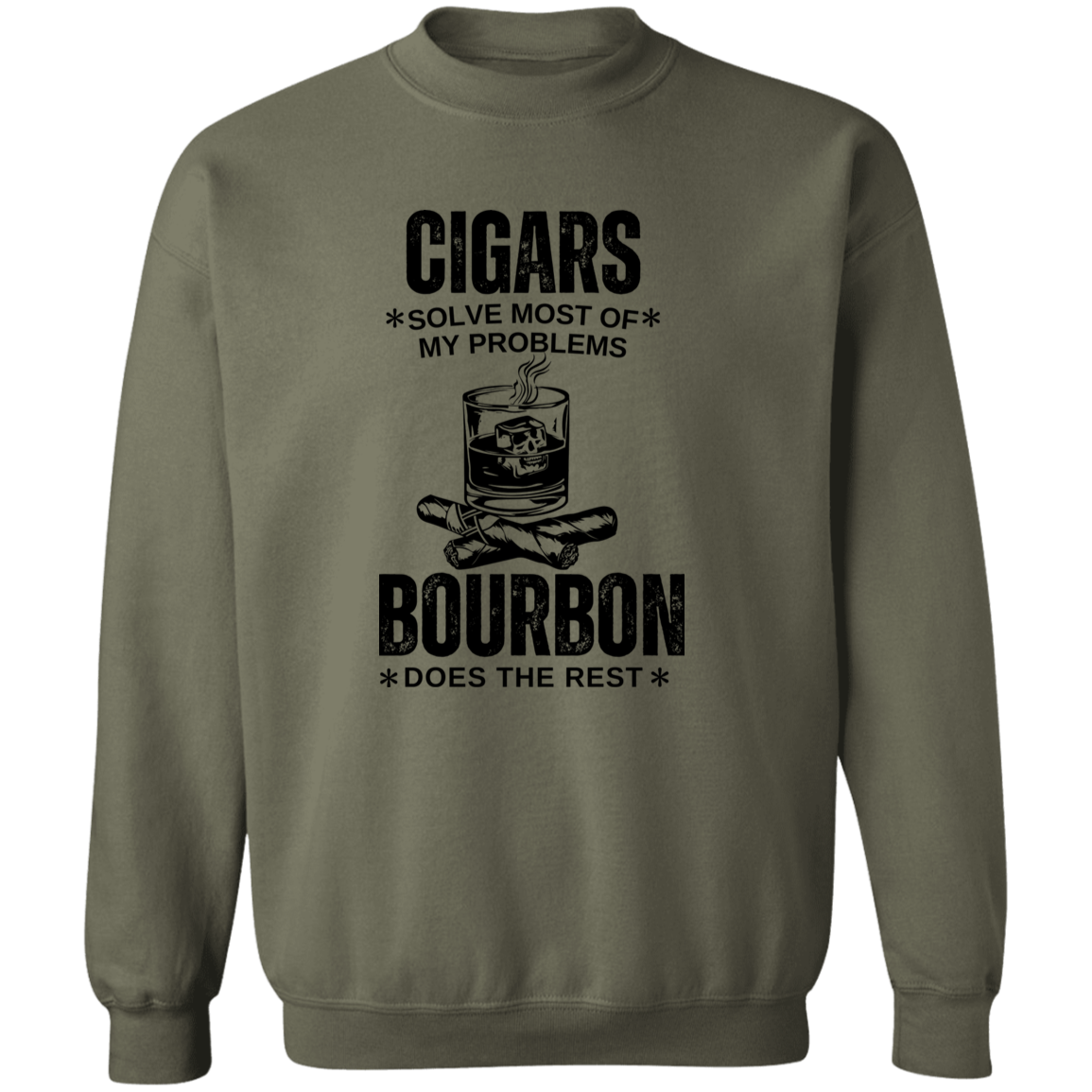 Cigars and Bourbon | Gildan Crewneck Pullover Sweatshirt