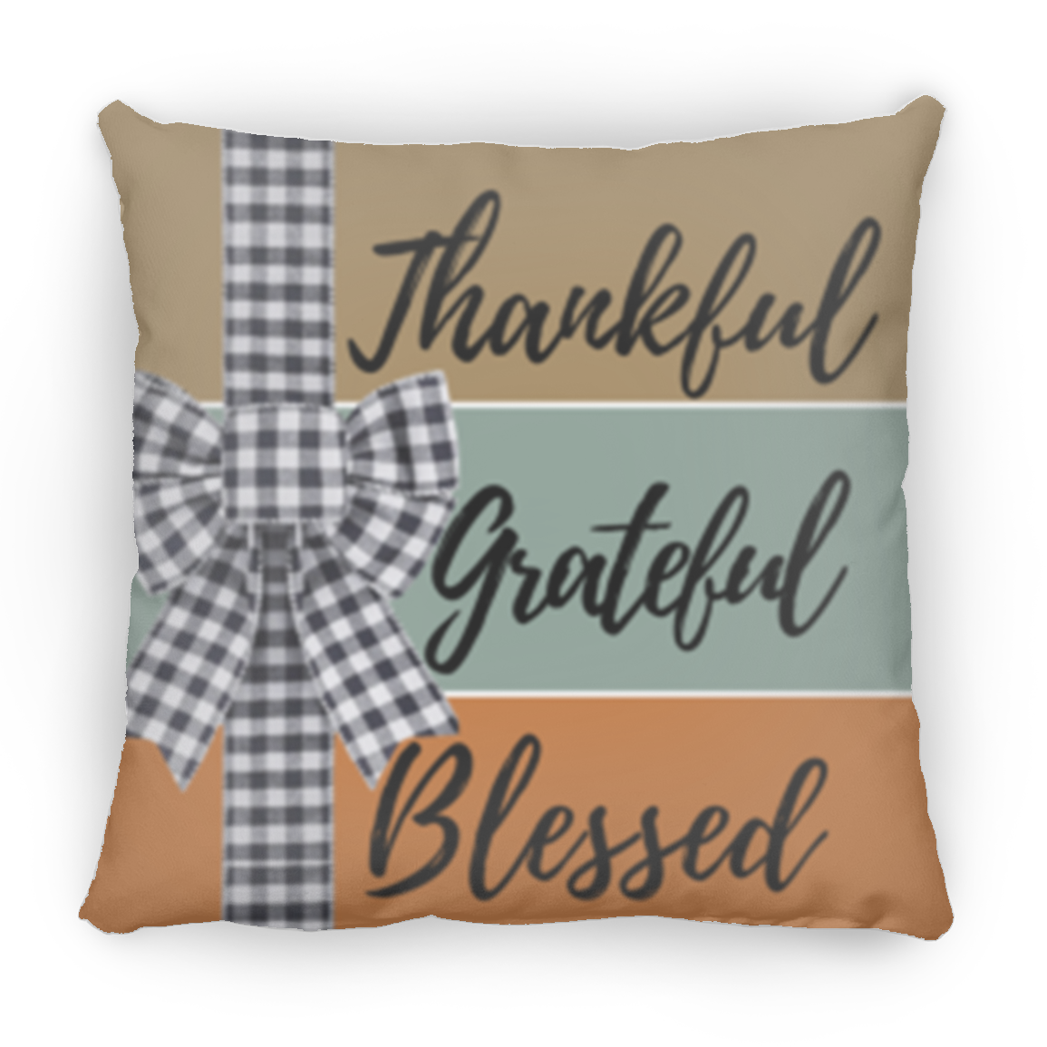 Thankful Grateful Blessed | Square Pillow | Fall Home Decor