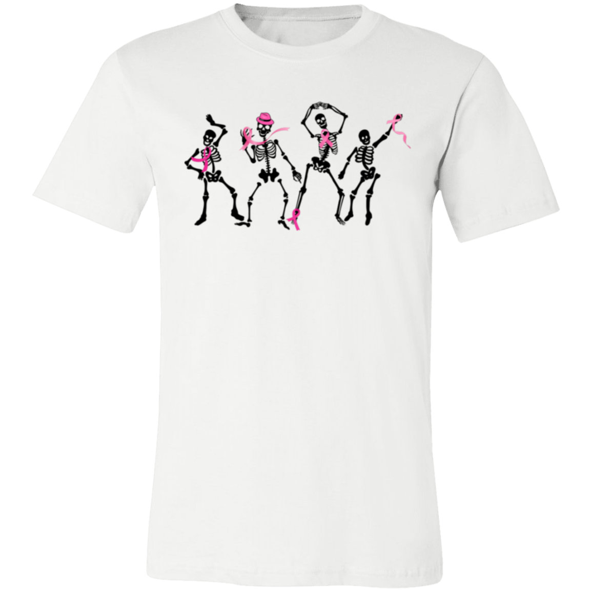 Dancing Skeletons | Breast Cancer Awareness | Halloween Breast Cancer Shirt | Short-Sleeve T-Shirt