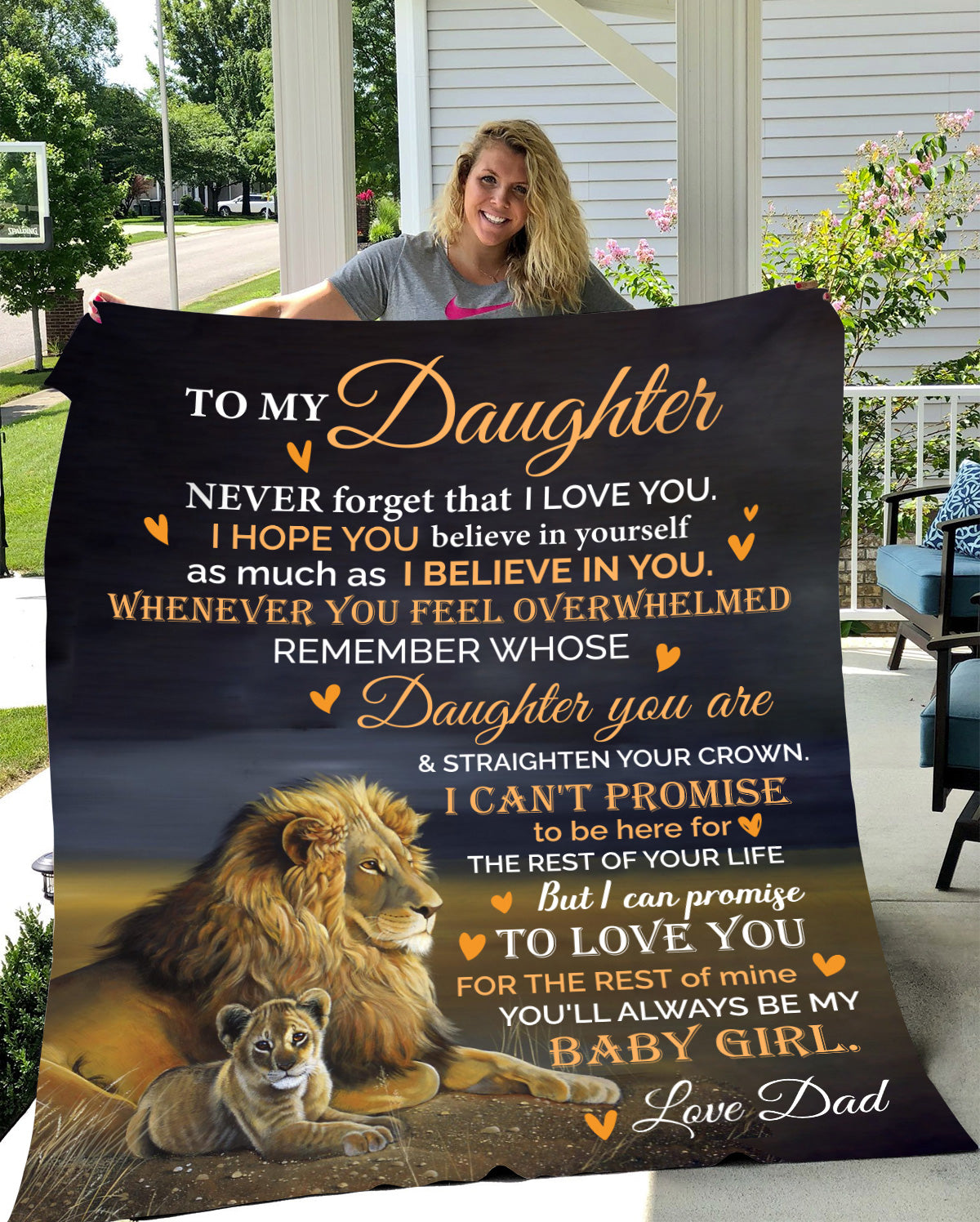 To My Daughter | Lion and Cub | Premium Sherpa Blanket | Love Dad | 50x60
