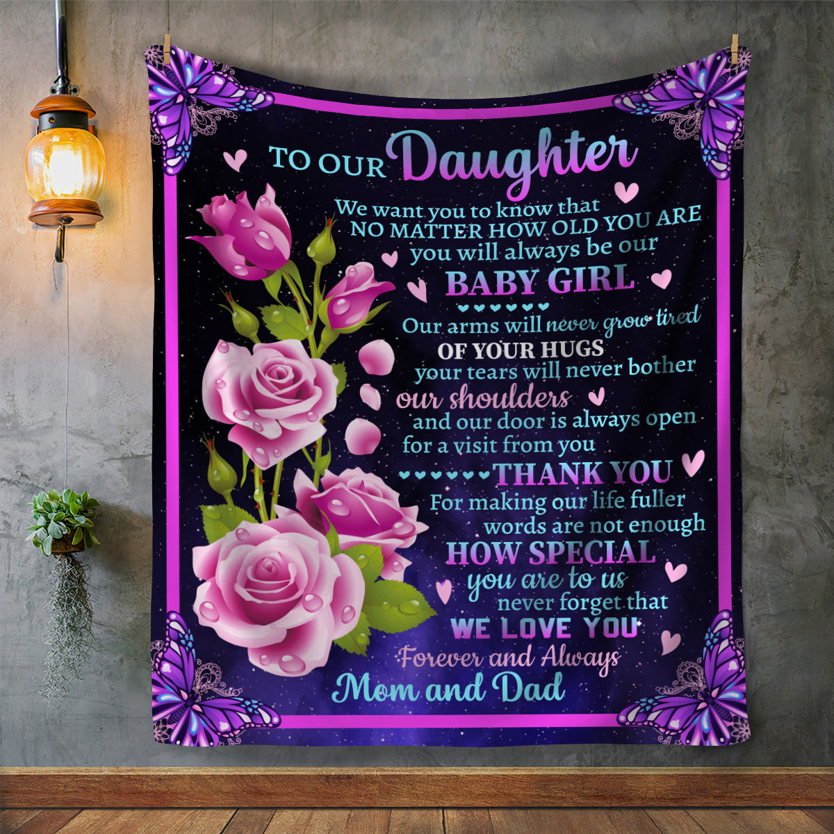 To Our Daughter | Forever And Always Mom and Dad | Premium Sherpa Blanket 50x60