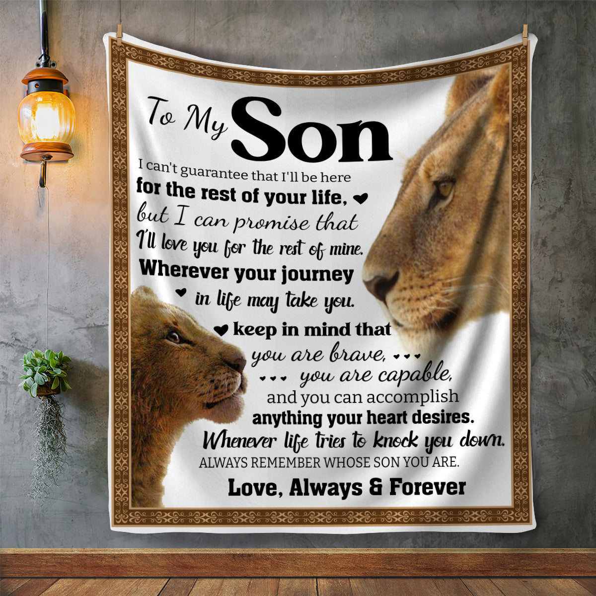 To My Son | Lion and Cub | Premium Sherpa Blanket | 50x60