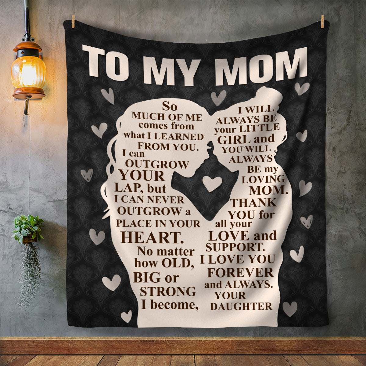 To My Mom | From Your Daughter | Silhouette | Premium Sherpa Blanket | 50x60