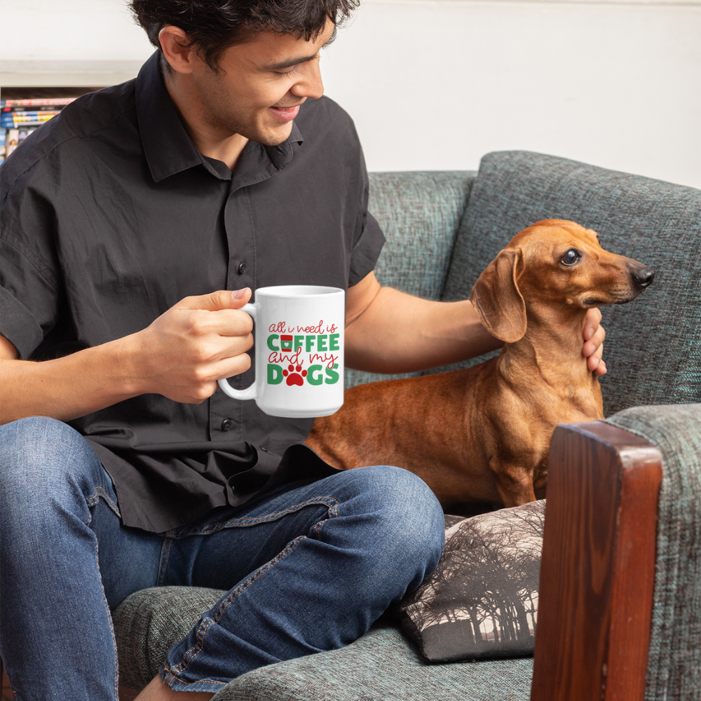 All I Need Is Coffee & My Dogs | Dog Mom Mug | White Ceramic, 11oz/15oz