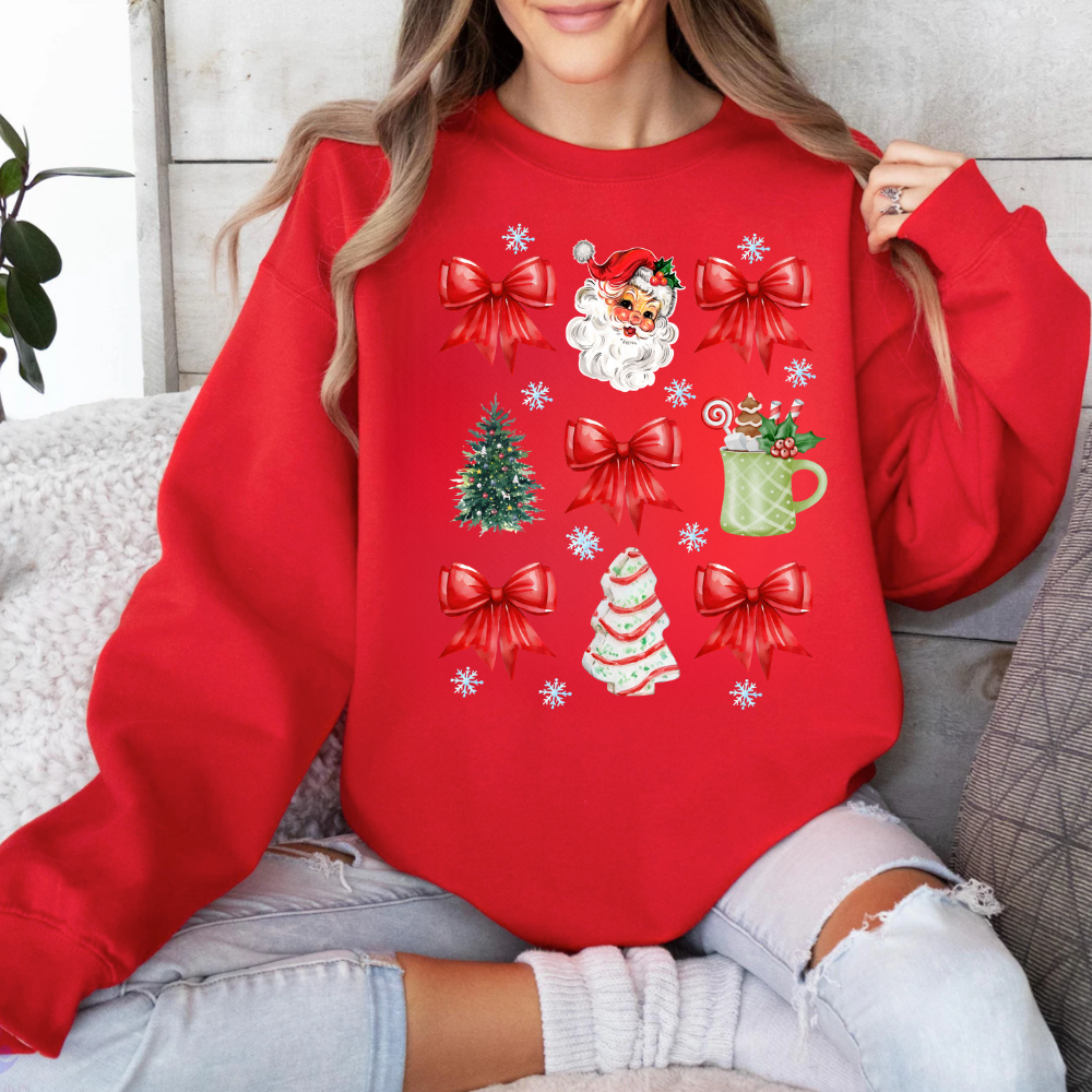 Coquette Bow Red Ribbon Santa T-Shirt / Sweatshirt