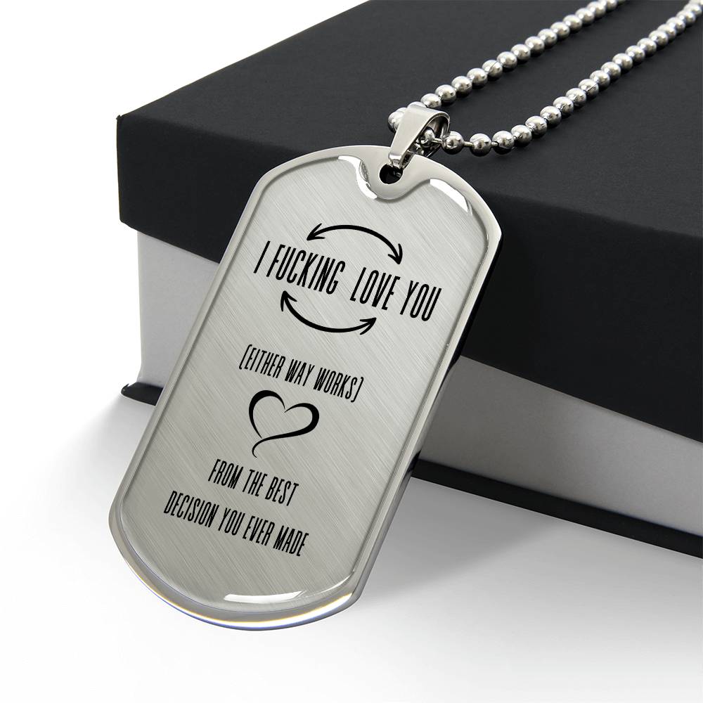 I F'king Love You Dog Tag | Men's Necklace with Playful Message