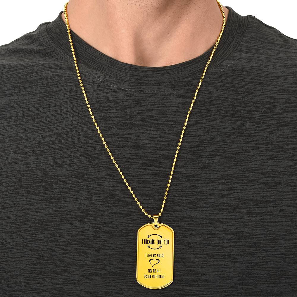 I F'king Love You Dog Tag | Men's Necklace with Playful Message