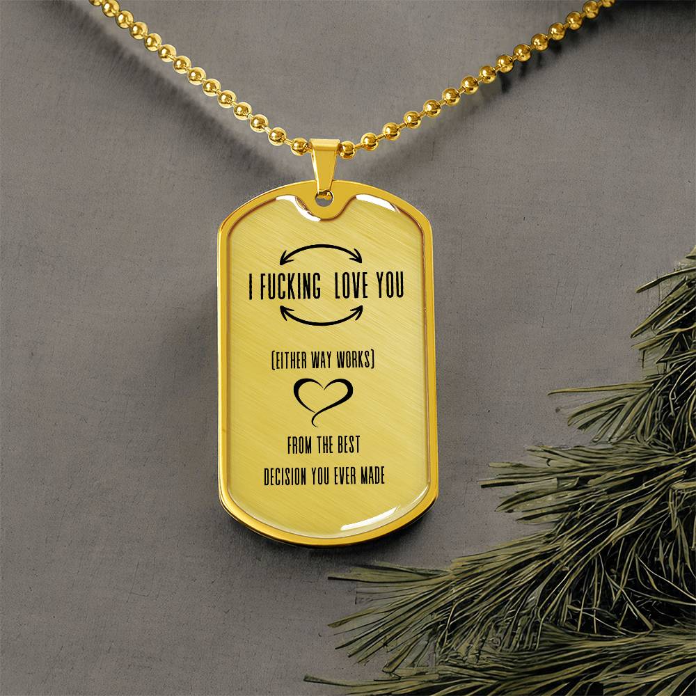 I F'king Love You Dog Tag | Men's Necklace with Playful Message
