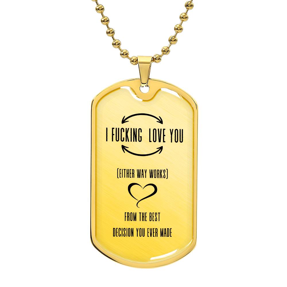 I F'king Love You Dog Tag | Men's Necklace with Playful Message
