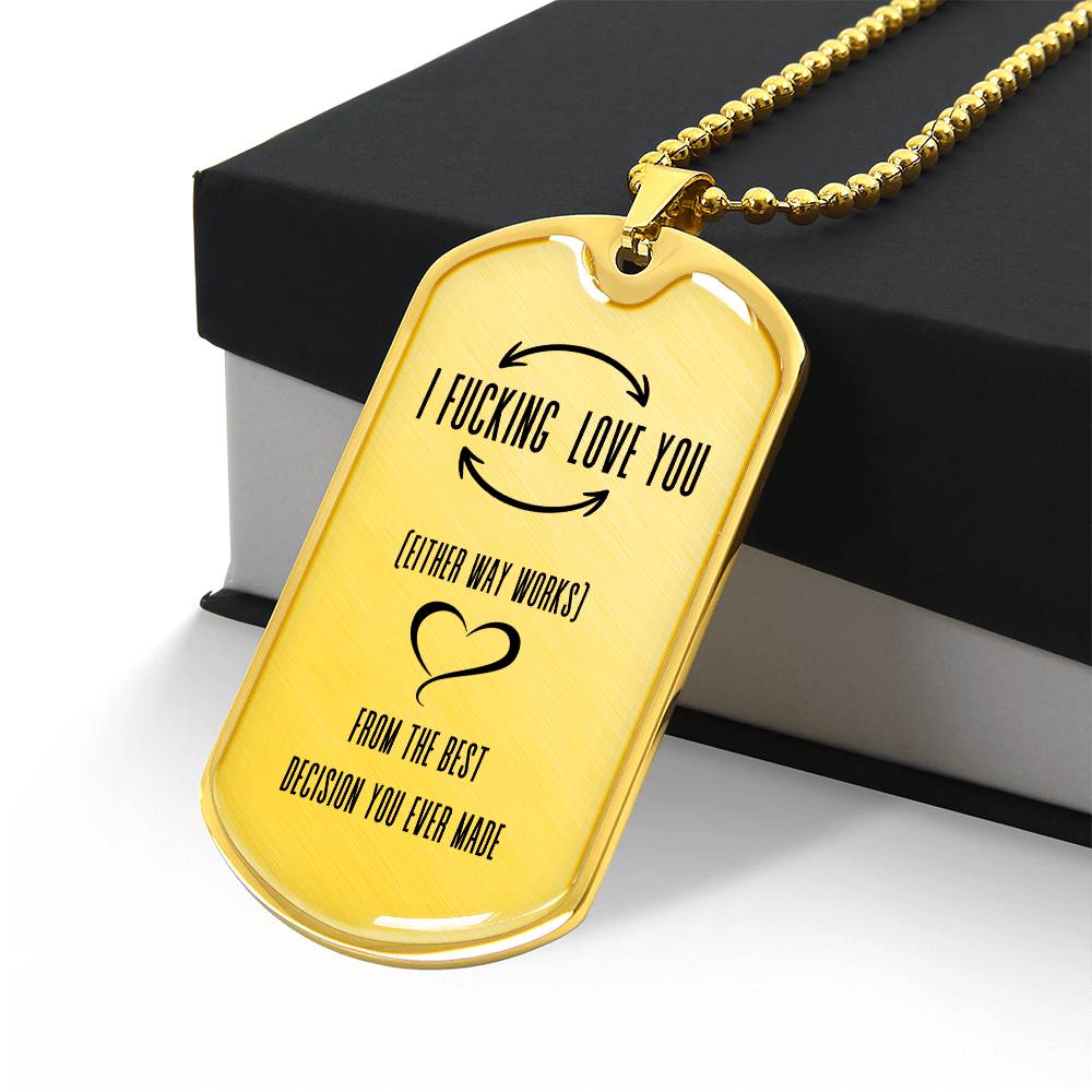 I F'king Love You Dog Tag | Men's Necklace with Playful Message