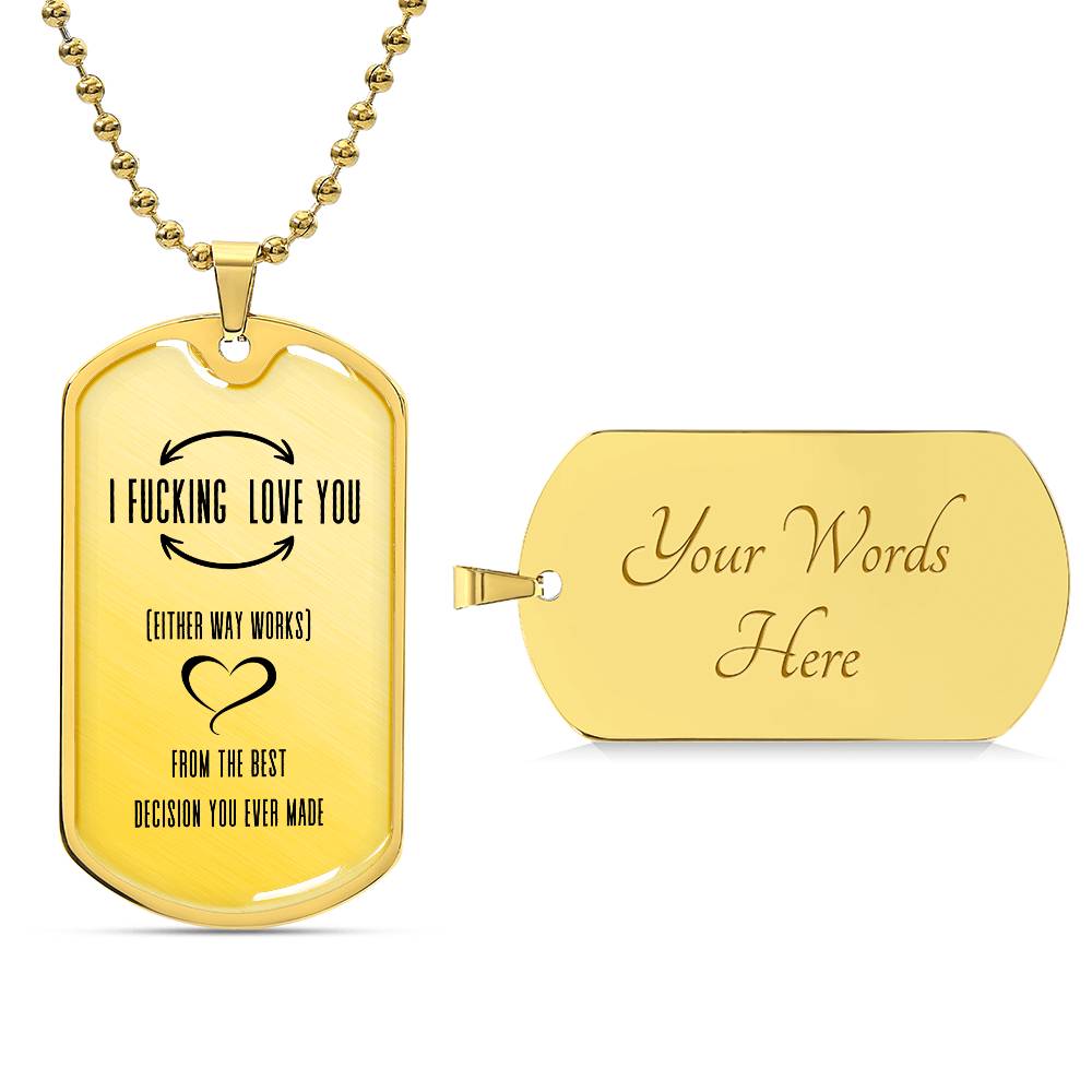 I F'king Love You Dog Tag | Men's Necklace with Playful Message