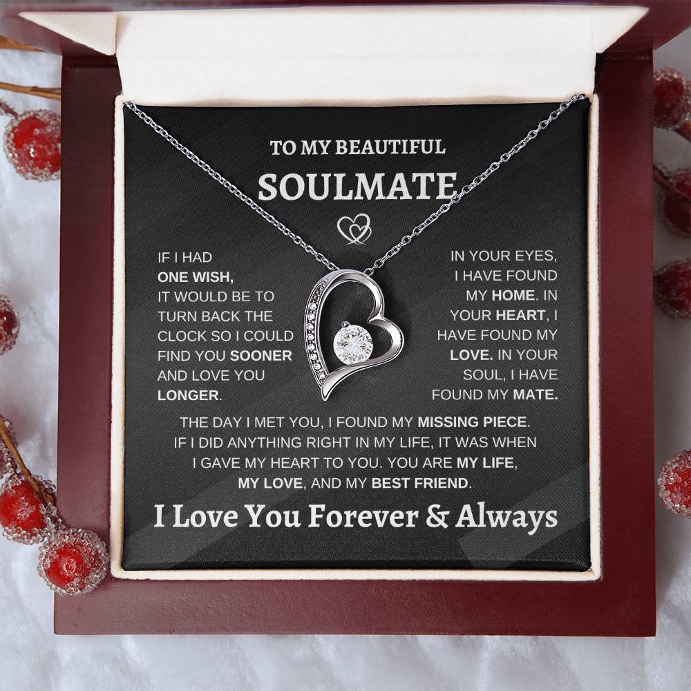 Soulmate Forever Love | Heart Pendant Necklace | Romantic Meaningful Jewelry