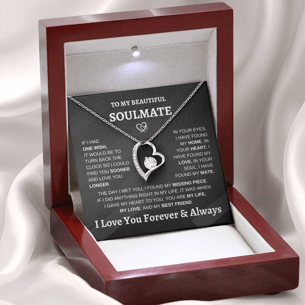 Soulmate Forever Love | Heart Pendant Necklace | Romantic Meaningful Jewelry