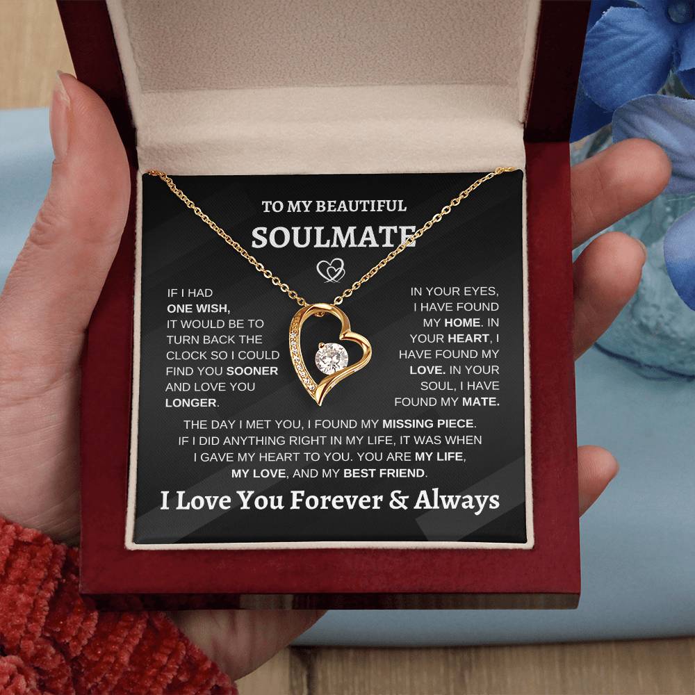 Soulmate Forever Love | Heart Pendant Necklace | Romantic Meaningful Jewelry