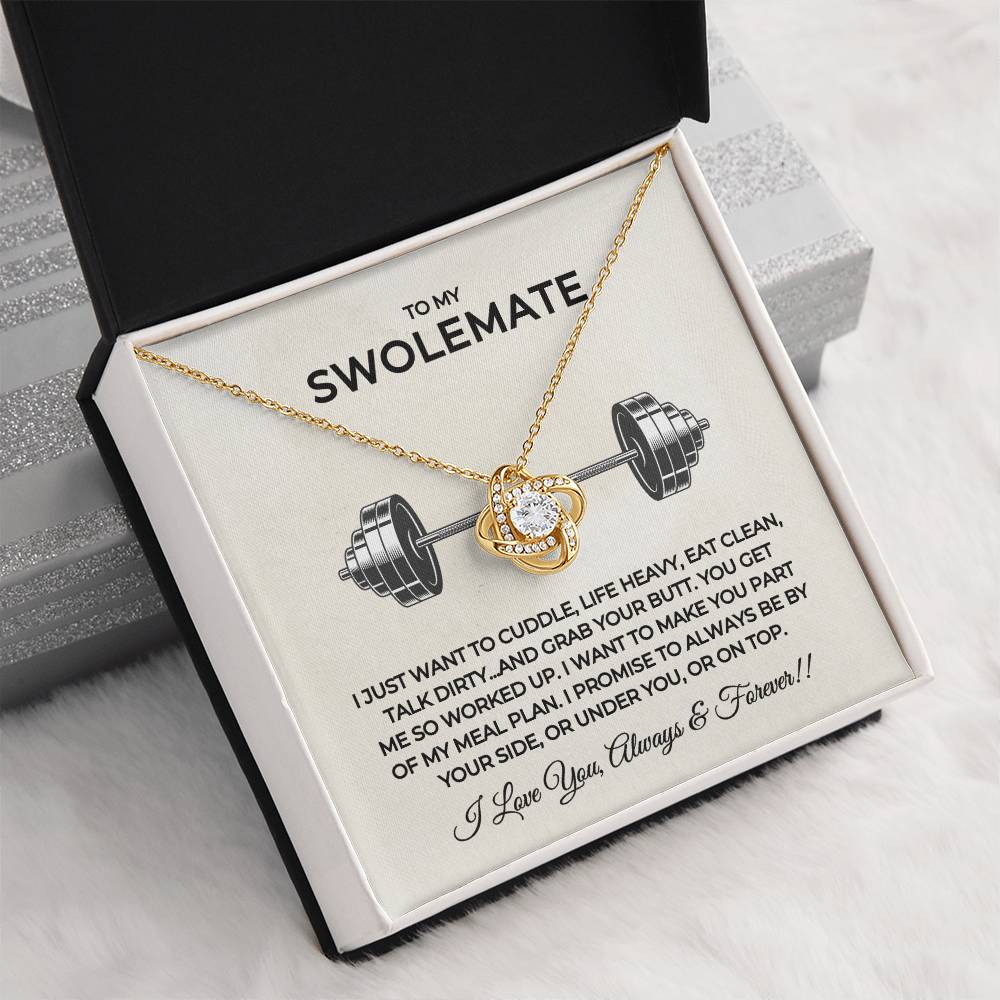 To My Swolemate Love Knot Necklace | Weightlifting Girlfriend | Fitness Wife Gift | Workout Partner