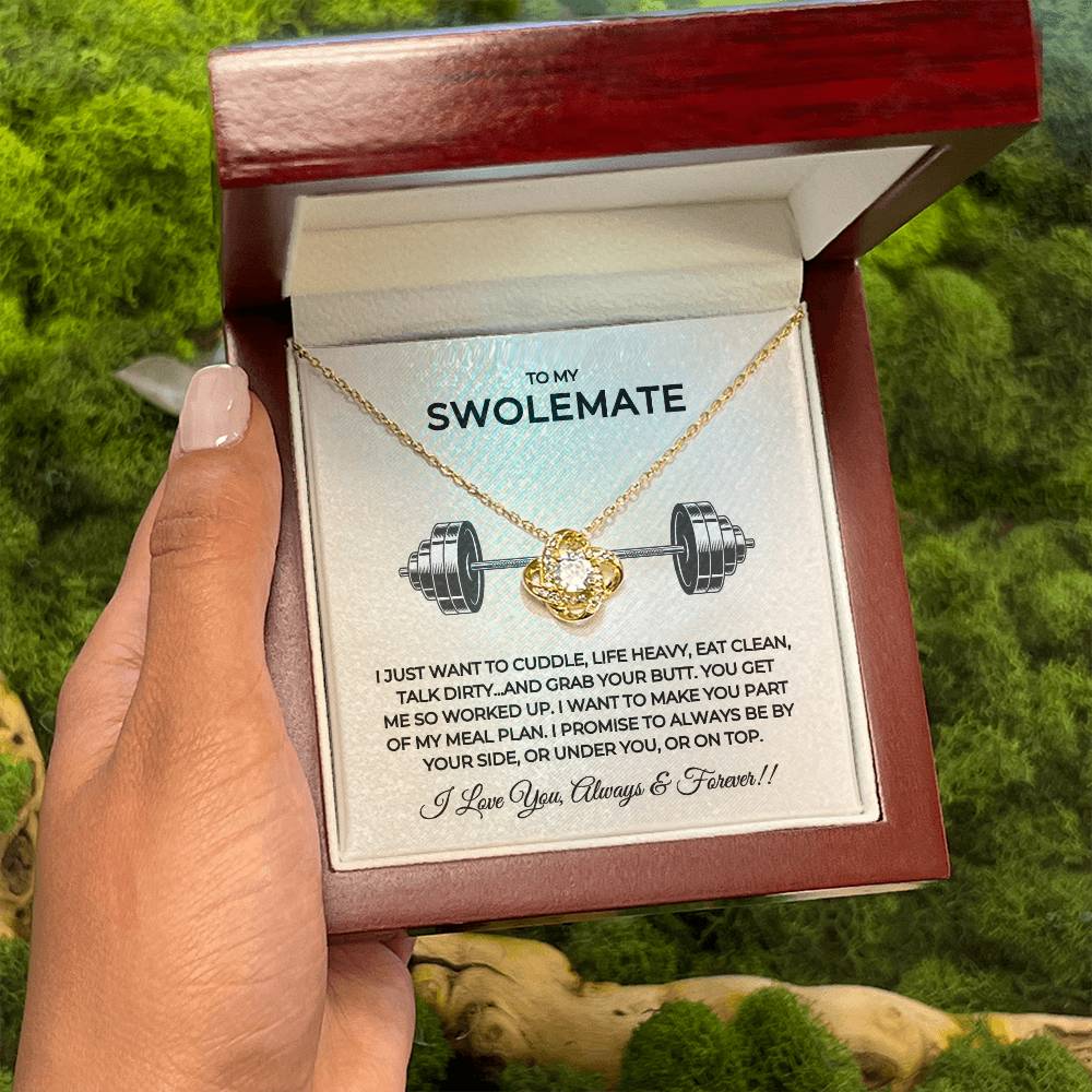 To My Swolemate Love Knot Necklace | Weightlifting Girlfriend | Fitness Wife Gift | Workout Partner