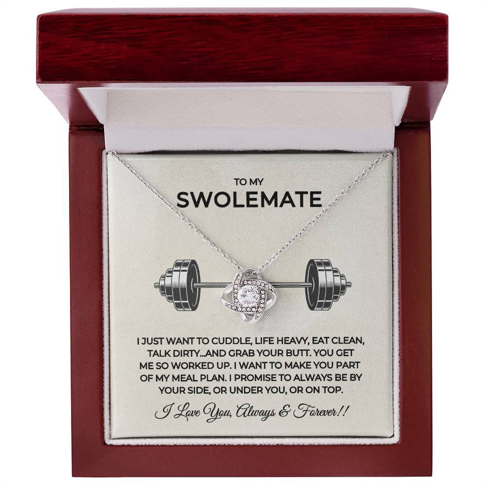 To My Swolemate Love Knot Necklace | Weightlifting Girlfriend | Fitness Wife Gift | Workout Partner