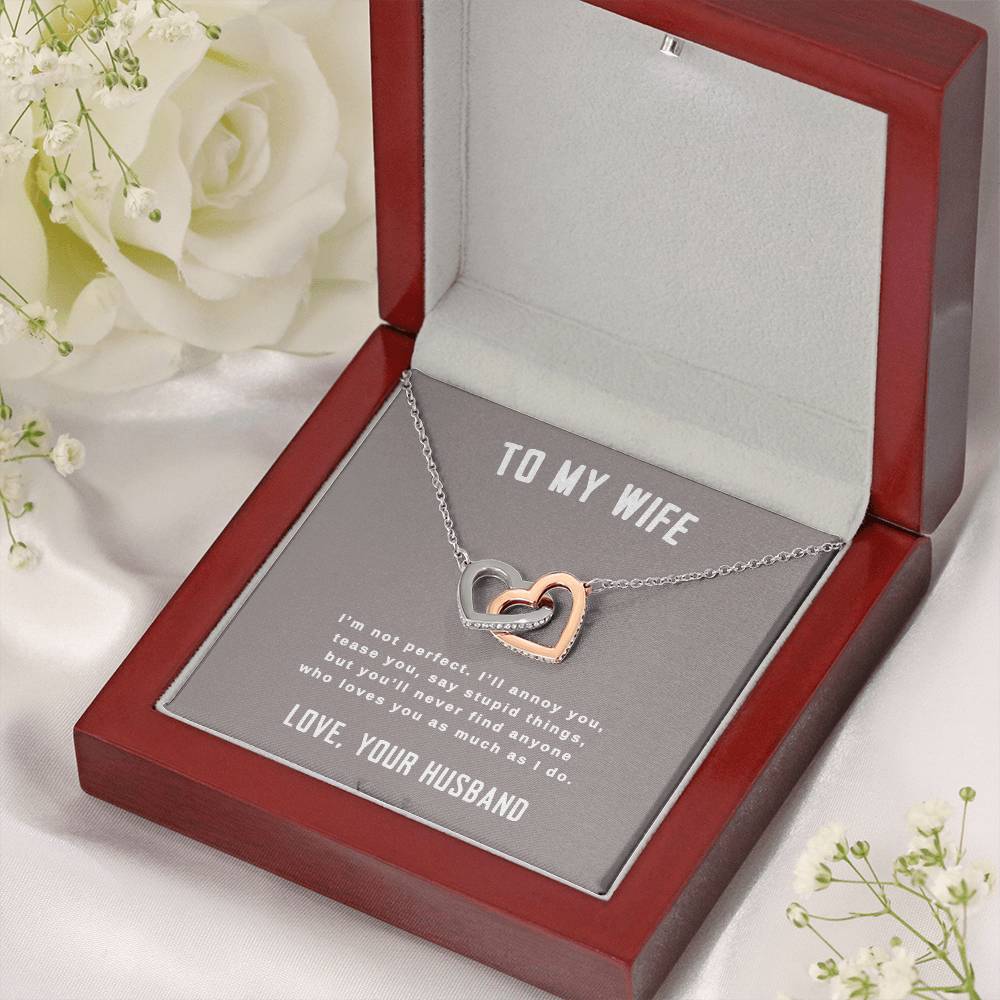 To My Wife Interlocking Hearts Necklace
