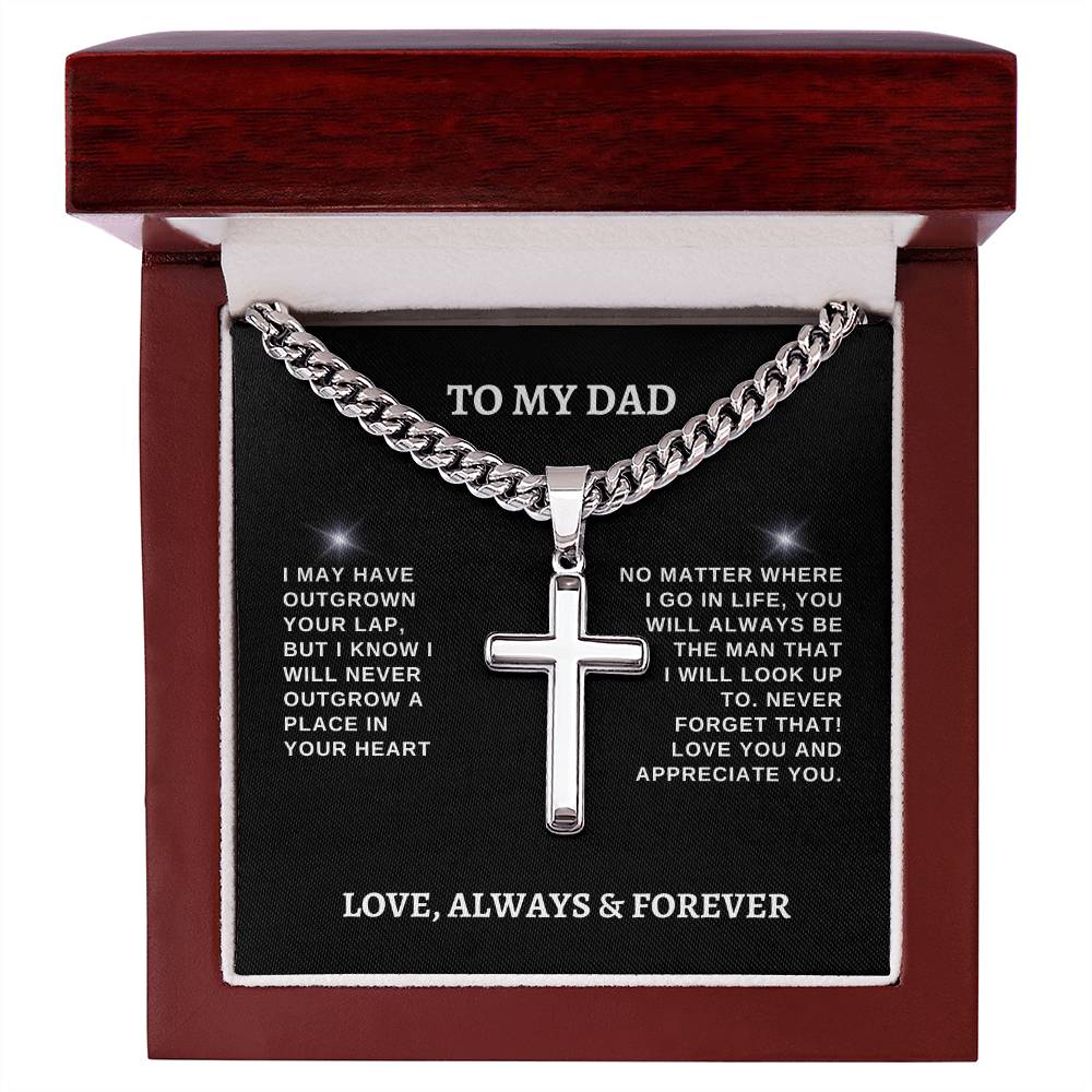 To My Dad Cross Necklace | Cuban Link Chain | Artisan Cross