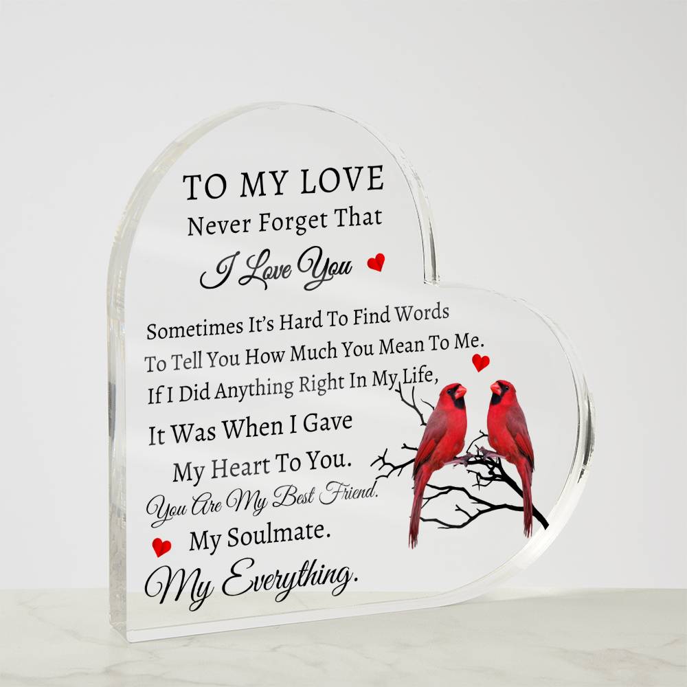Acrylic Heart Plaque | Heartfelt Soulmate Gift to Cherish Forever