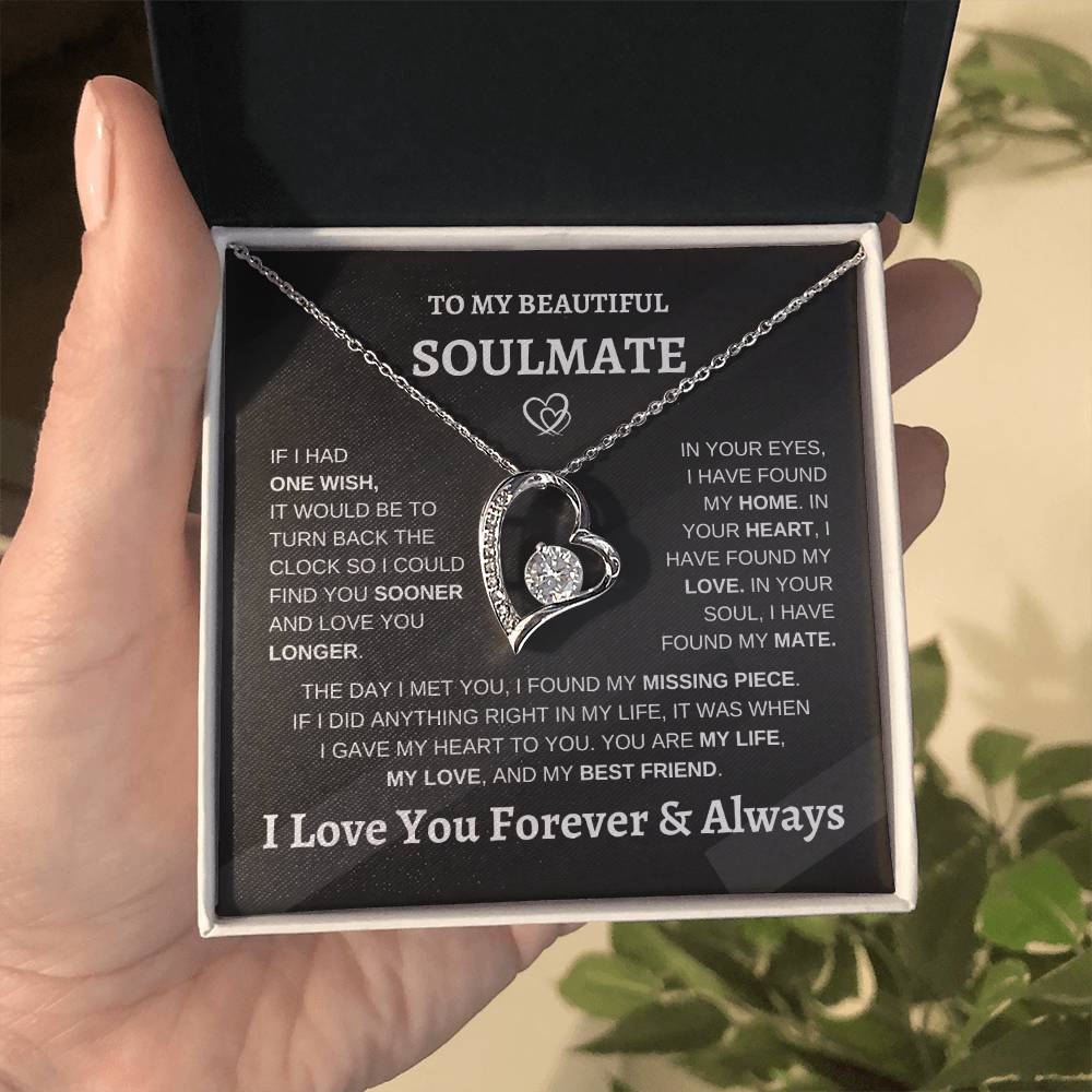 Soulmate Forever Love | Heart Pendant Necklace | Romantic Meaningful Jewelry