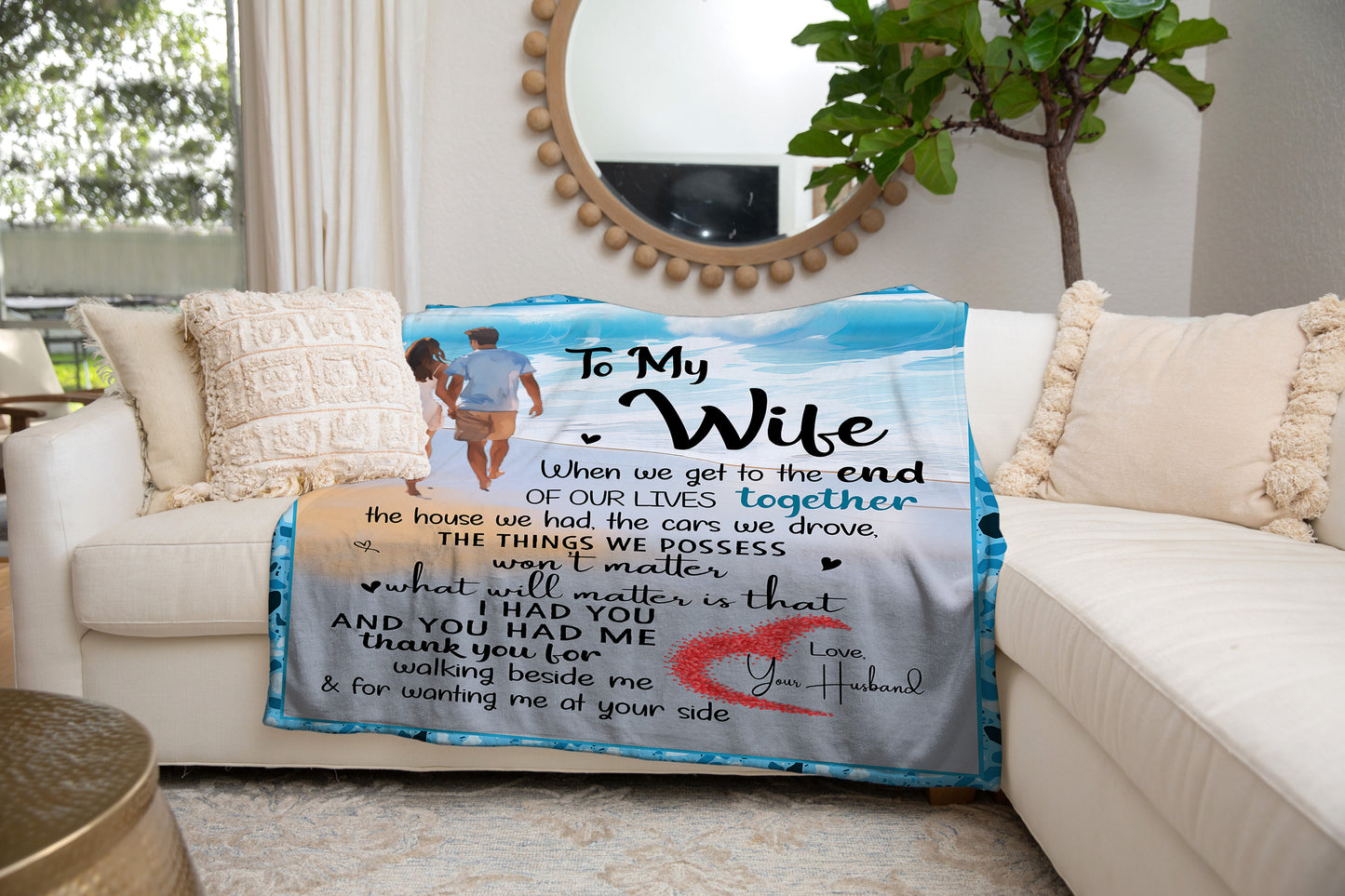 To My Wife | Love Your Husband | Premium Sherpa Blanket 50x60