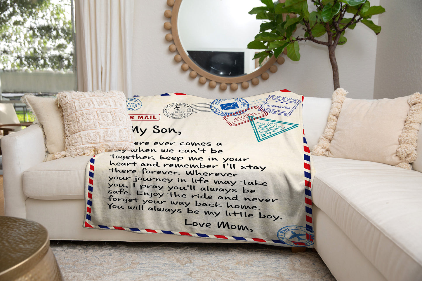 To My Son | Airmail Postage | Premium Sherpa Blanket | 50x60