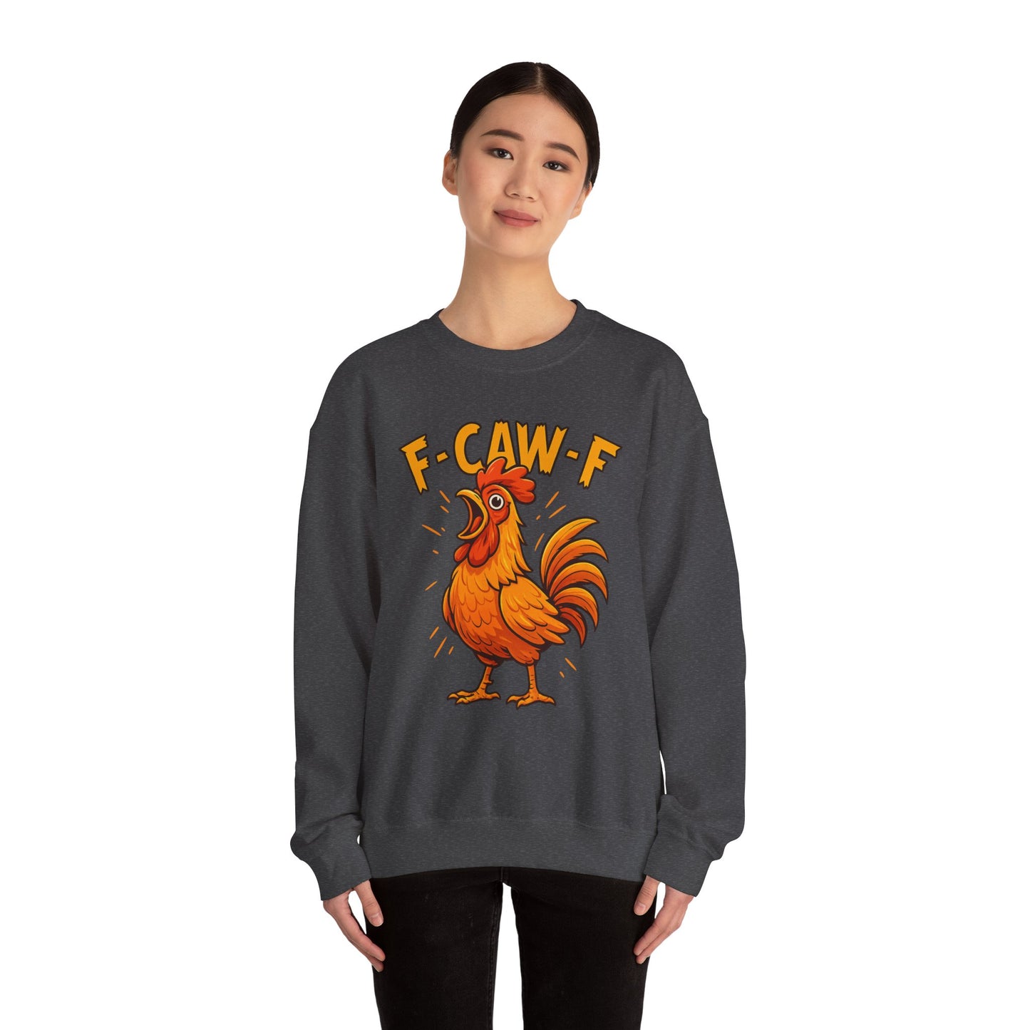 "F-CAW-F" Funny Chicken Sweatshirt | Funky Rooster Crewneck for Animal Lovers | Cozy Unisex Humor Gift