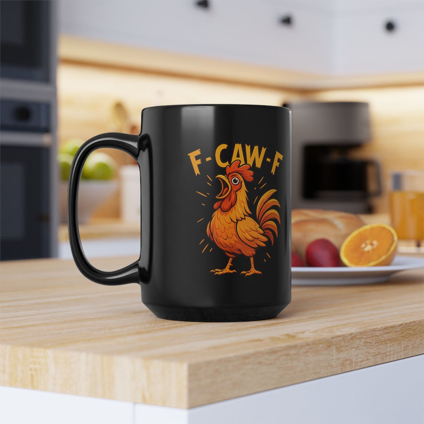 “F-CAW-F” Rooster Mug | Funny Chicken Coffee Cup | Farmhouse Kitchen Gift | Perfect for Animal Lovers
