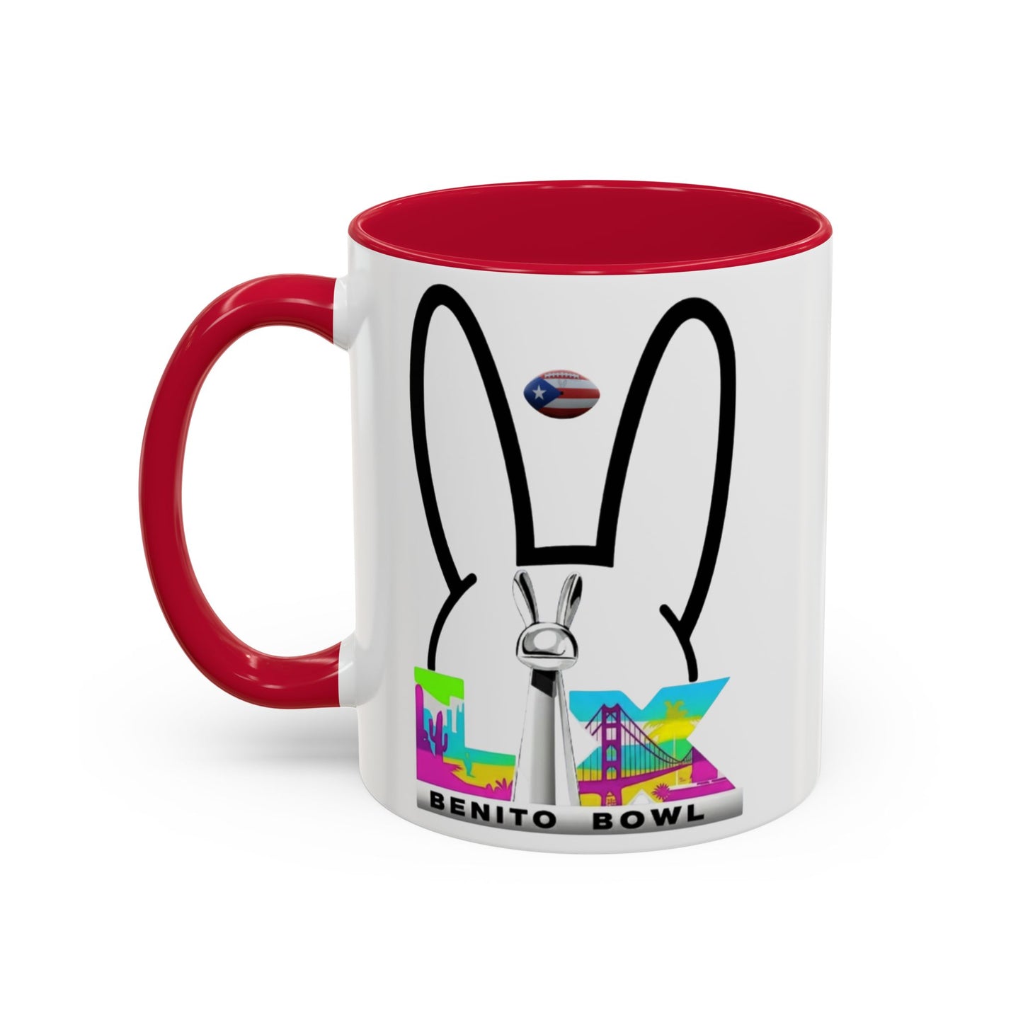 Bunny Ears Color-Accent Coffee Mug | 11oz & 15oz Ceramic Cup | Vibrant Skyline Art