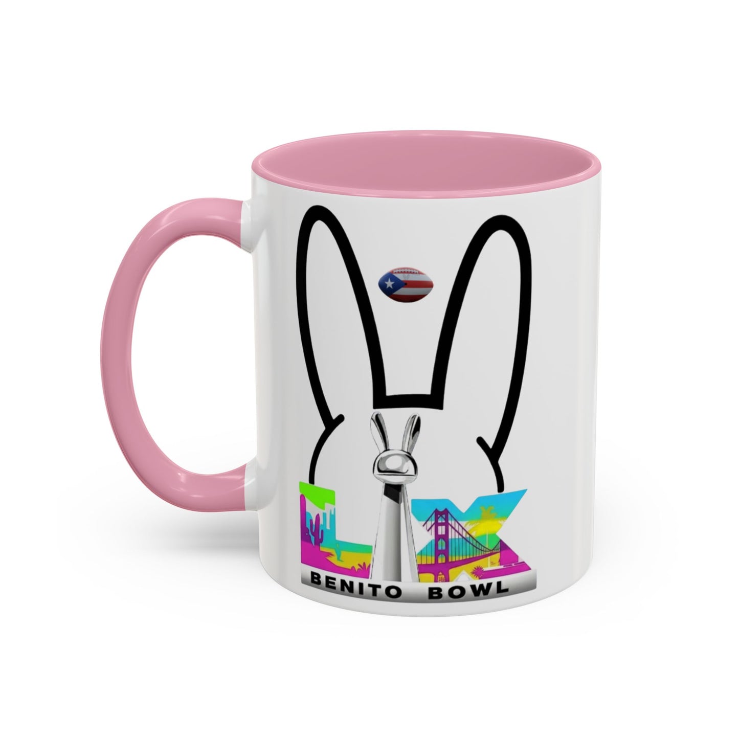 Bunny Ears Color-Accent Coffee Mug | 11oz & 15oz Ceramic Cup | Vibrant Skyline Art