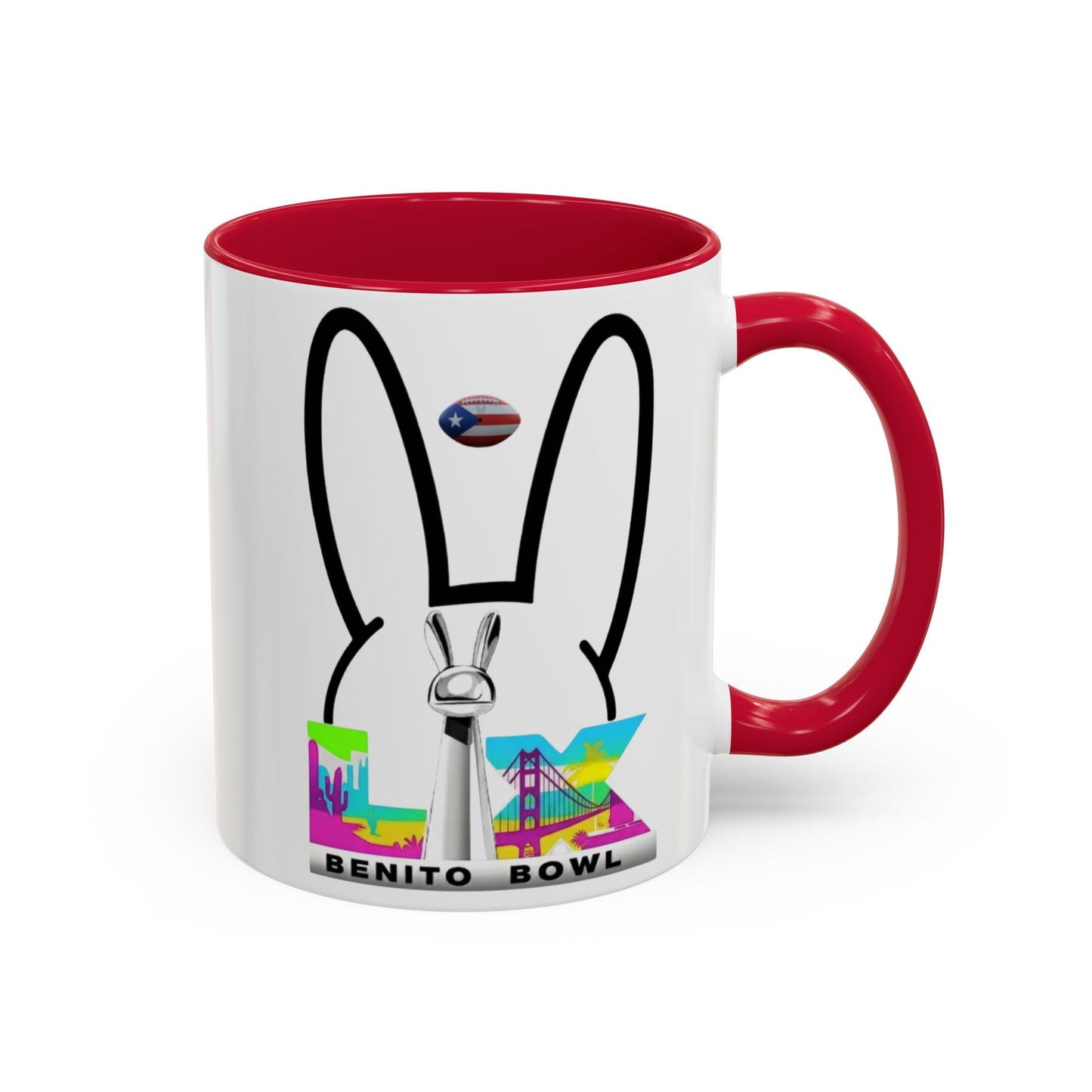 Bunny Ears Color-Accent Coffee Mug | 11oz & 15oz Ceramic Cup | Vibrant Skyline Art