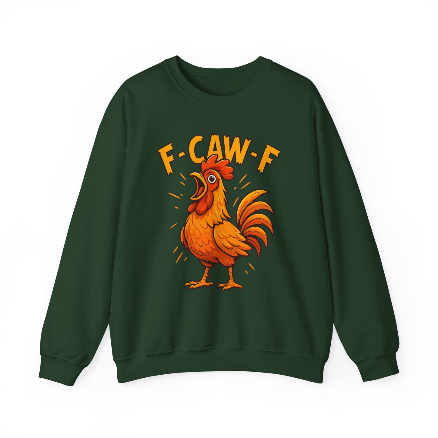 "F-CAW-F" Funny Chicken Sweatshirt | Funky Rooster Crewneck for Animal Lovers | Cozy Unisex Humor Gift