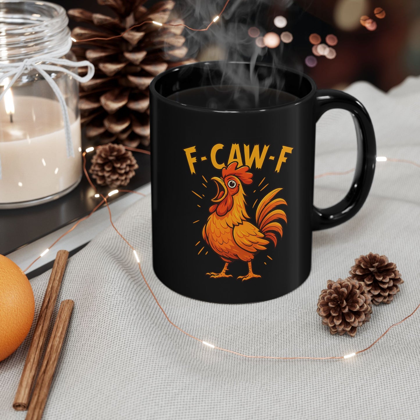 “F-CAW-F” Rooster Mug | Funny Chicken Coffee Cup | Farmhouse Kitchen Gift | Perfect for Animal Lovers