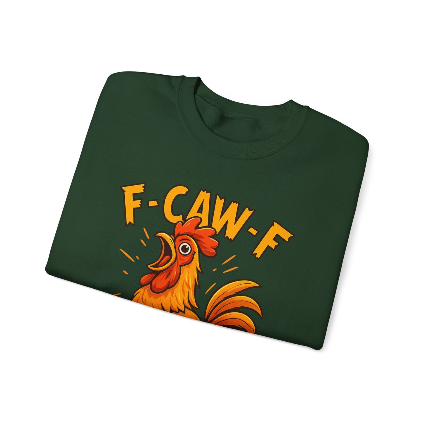 "F-CAW-F" Funny Chicken Sweatshirt | Funky Rooster Crewneck for Animal Lovers | Cozy Unisex Humor Gift