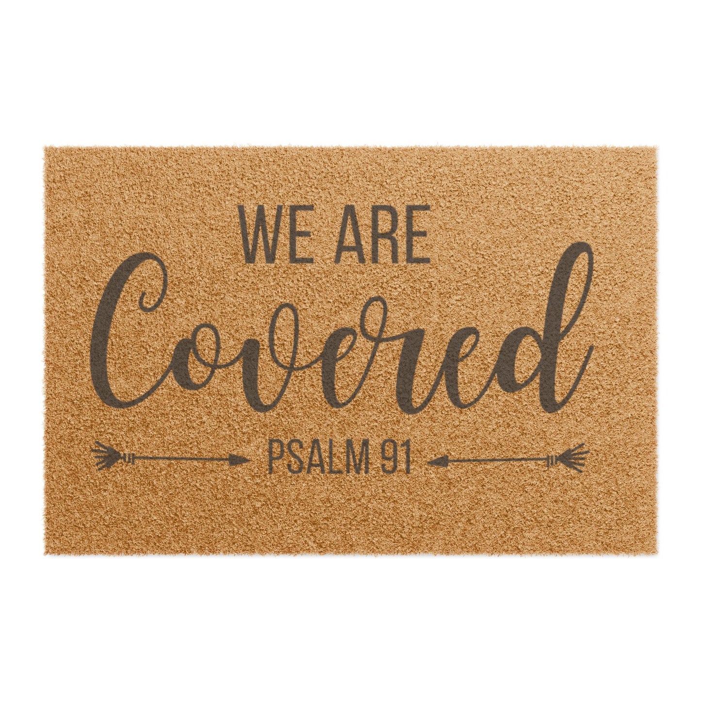 We Are Covered” Psalm 91 Welcome Doormat | Rustic Coir Entrance Mat | Faith-Inspired Home Décor