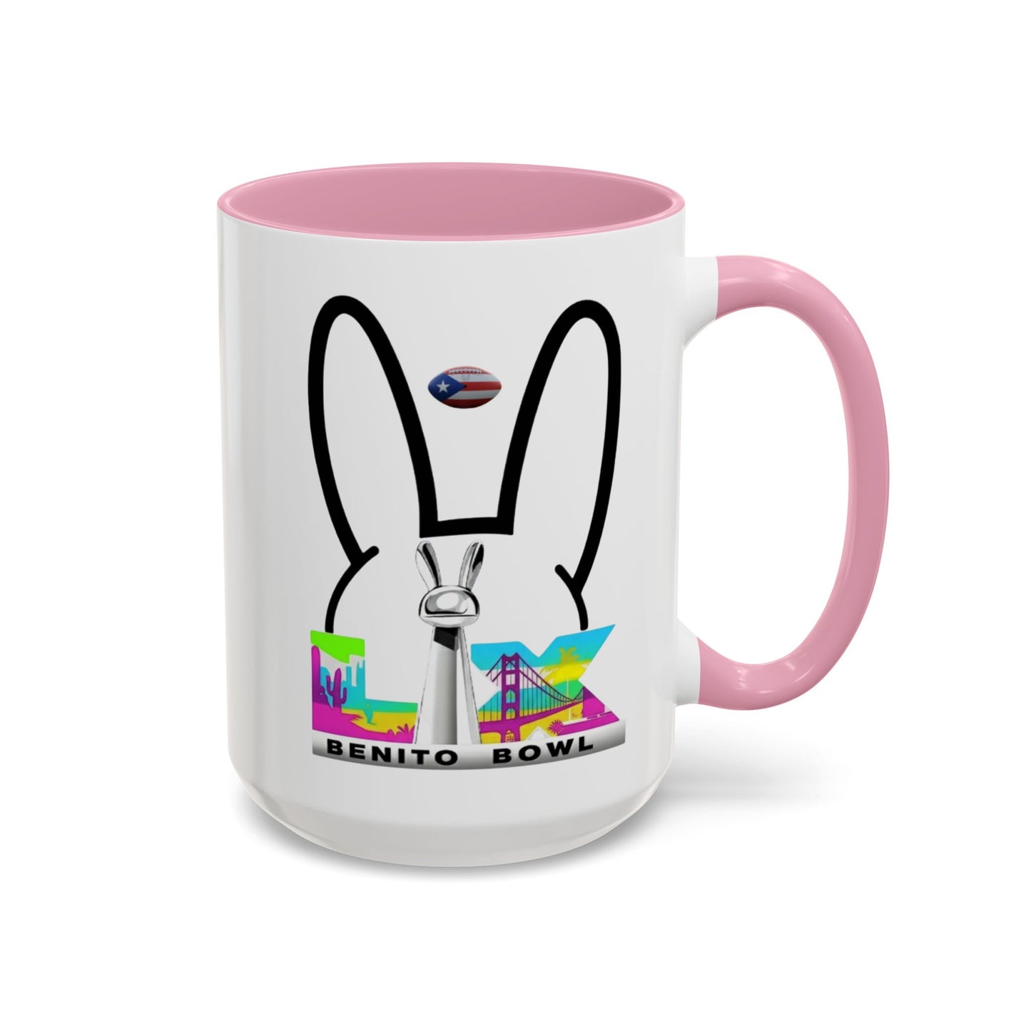 Bunny Ears Color-Accent Coffee Mug | 11oz & 15oz Ceramic Cup | Vibrant Skyline Art