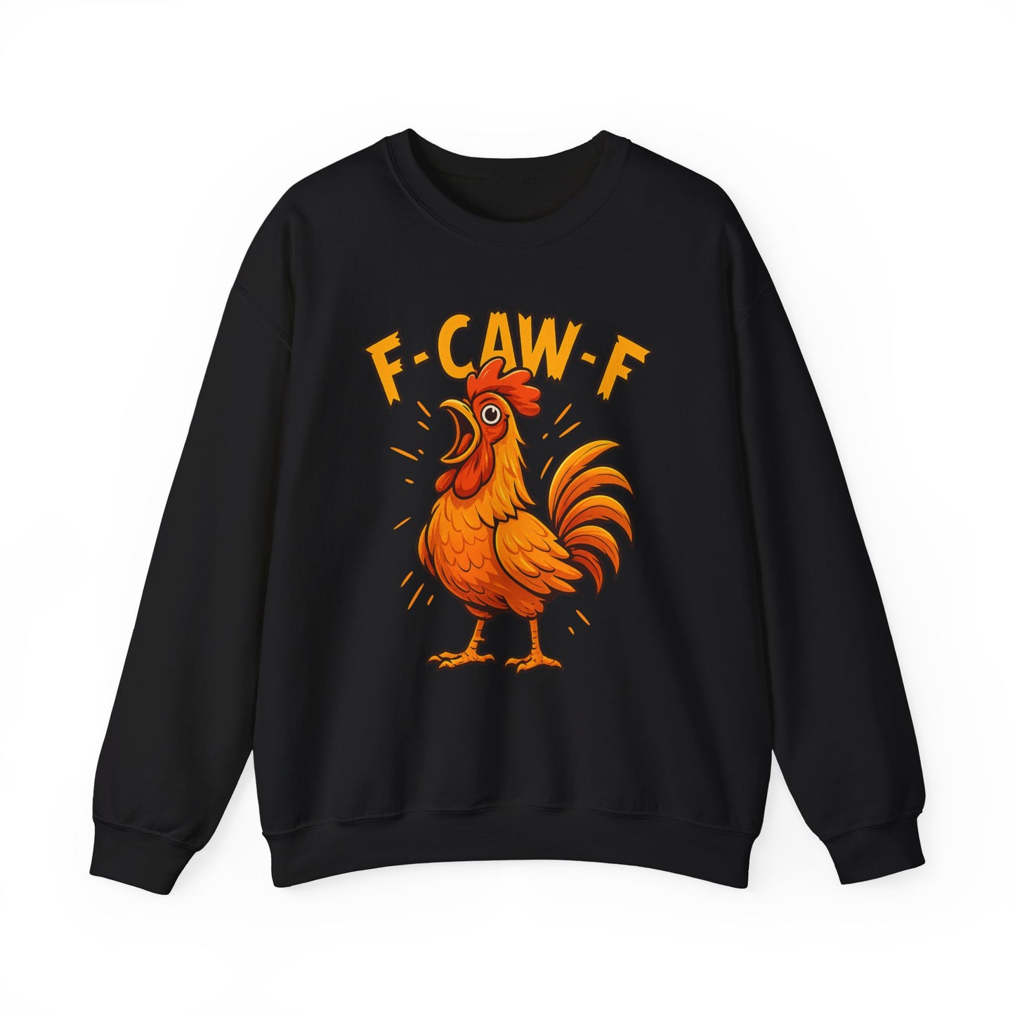 "F-CAW-F" Funny Chicken Sweatshirt | Funky Rooster Crewneck for Animal Lovers | Cozy Unisex Humor Gift