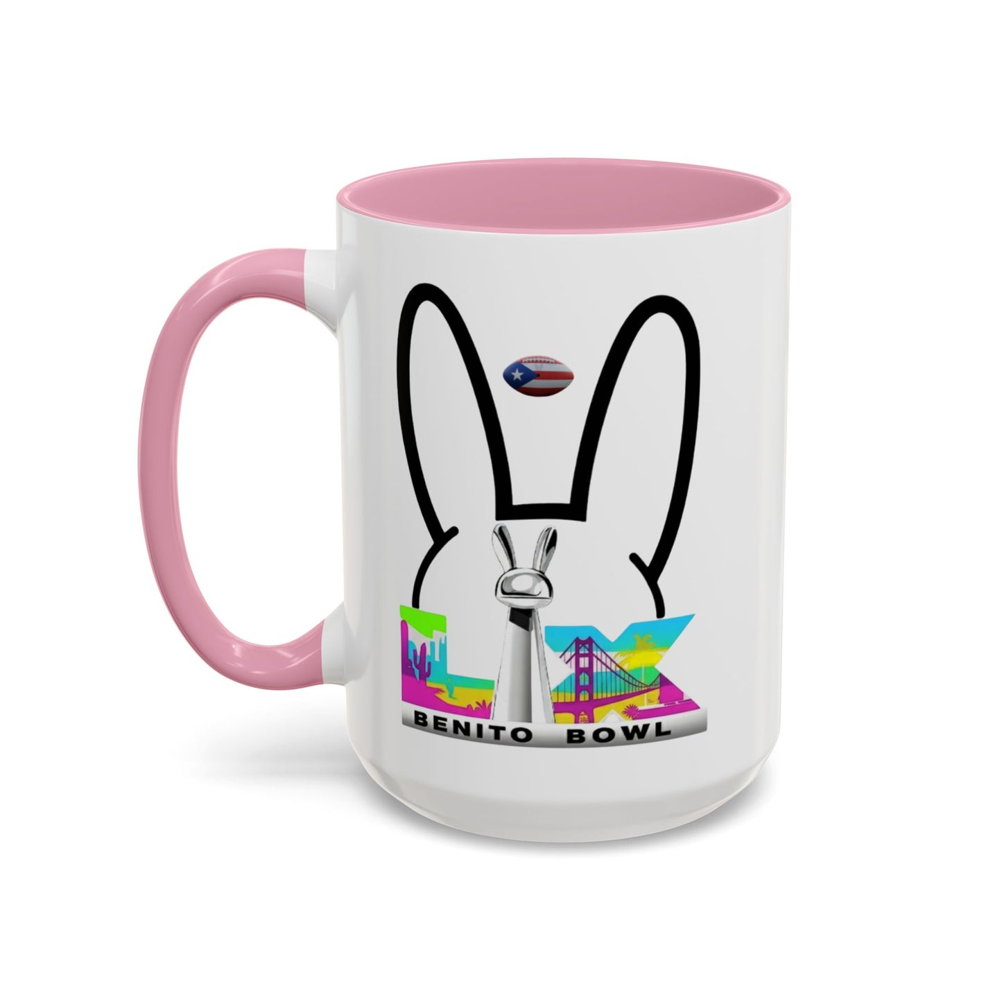 Bunny Ears Color-Accent Coffee Mug | 11oz & 15oz Ceramic Cup | Vibrant Skyline Art