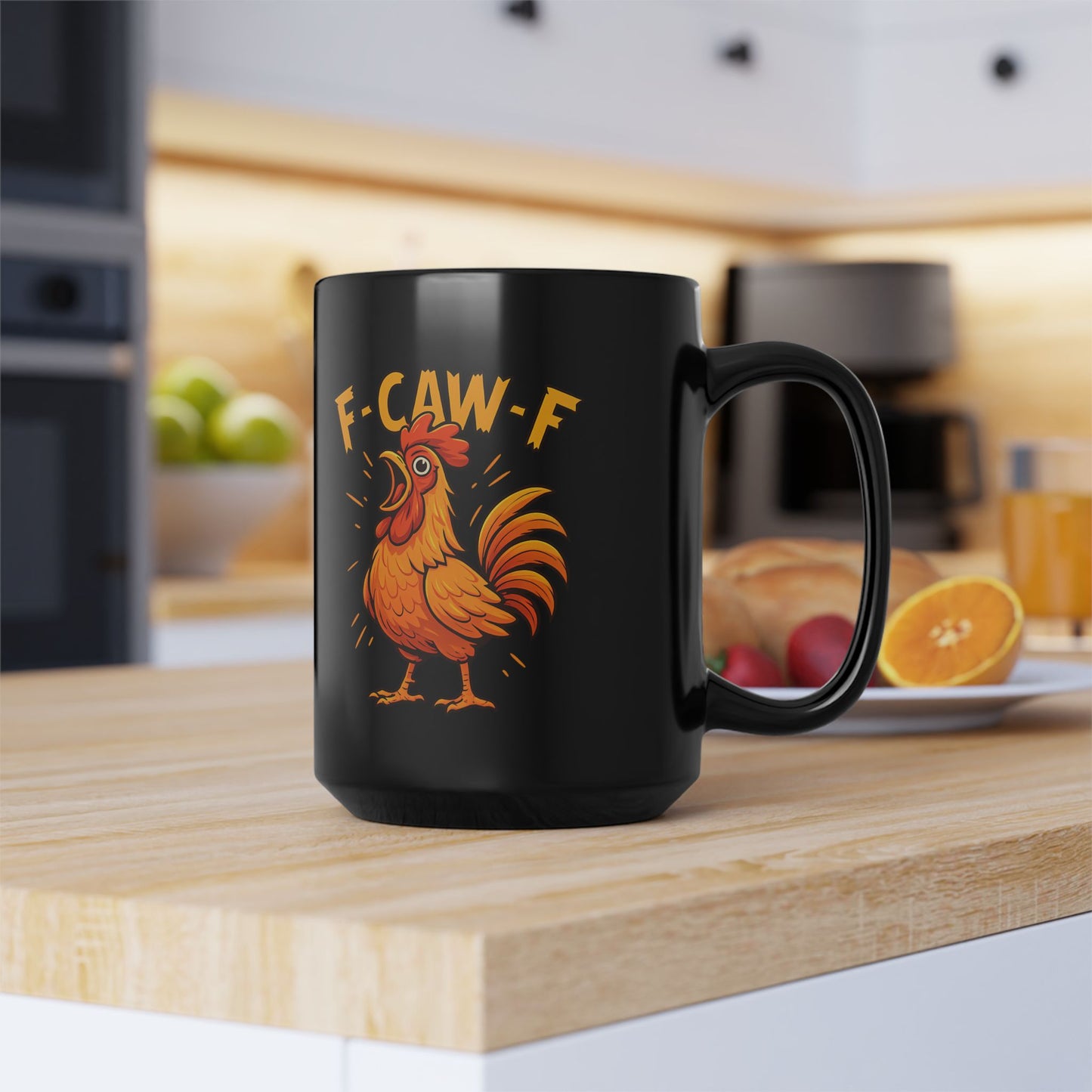 “F-CAW-F” Rooster Mug | Funny Chicken Coffee Cup | Farmhouse Kitchen Gift | Perfect for Animal Lovers
