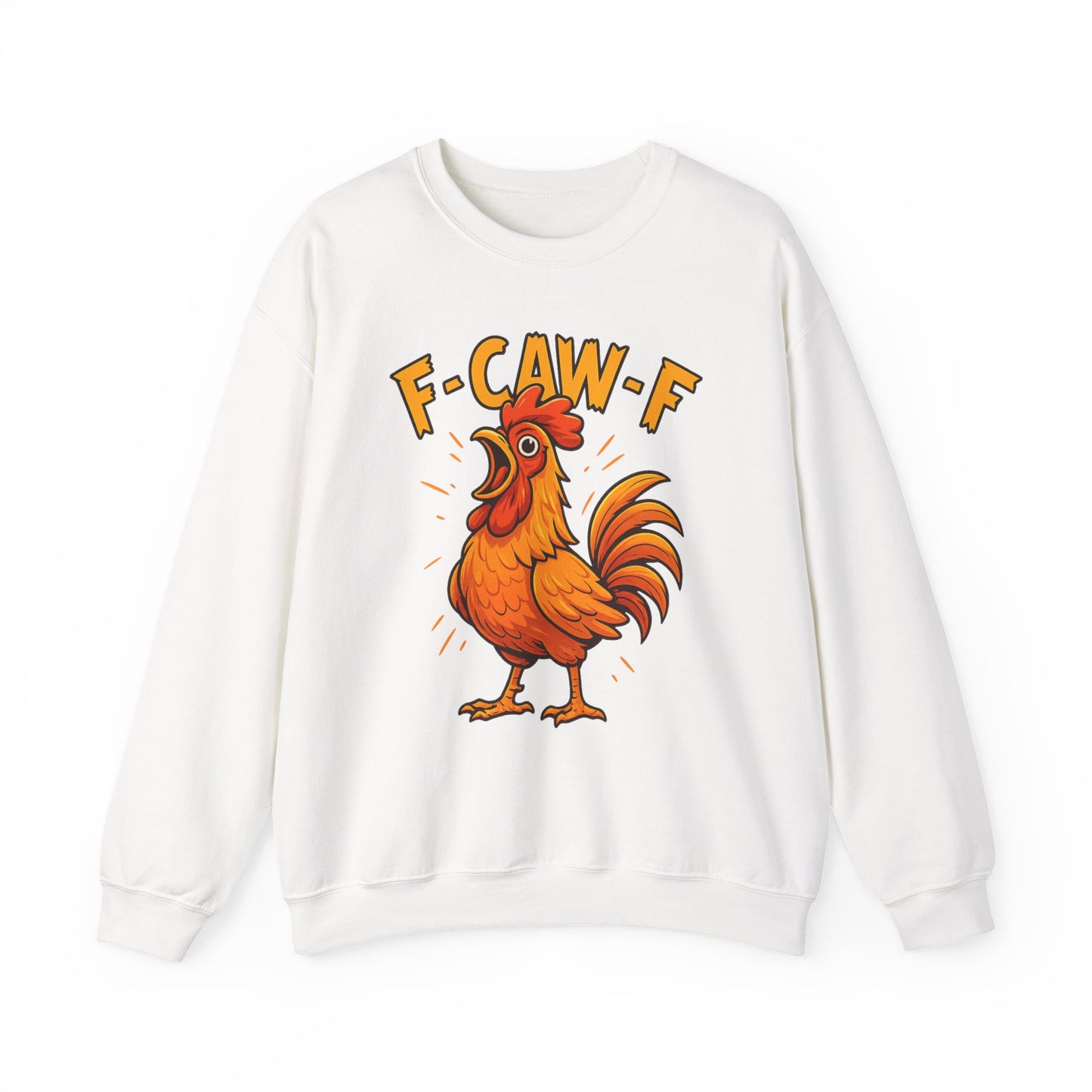 "F-CAW-F" Funny Chicken Sweatshirt | Funky Rooster Crewneck for Animal Lovers | Cozy Unisex Humor Gift