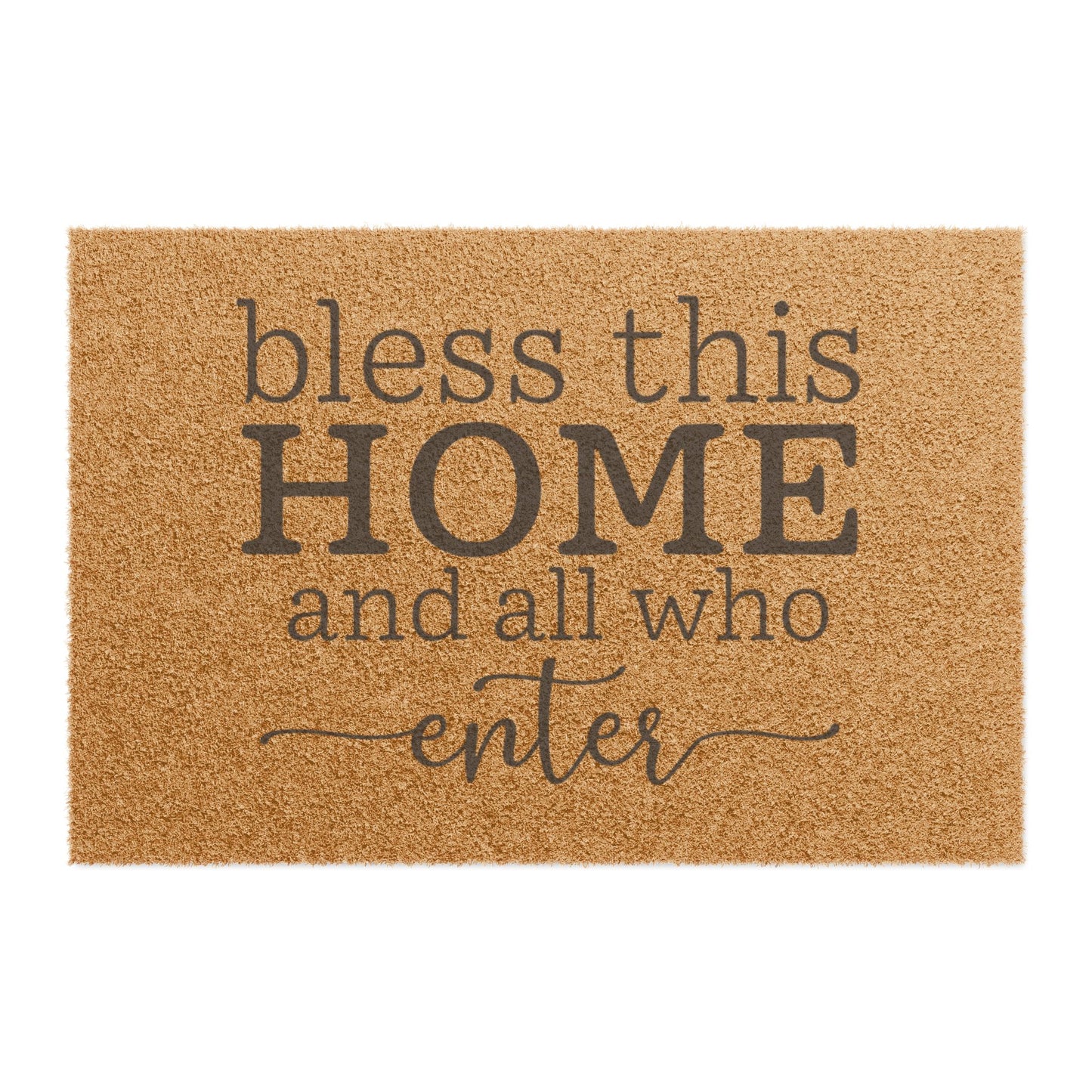 “Bless This Home” Welcome Doormat – Rustic Coir Front Porch Mat