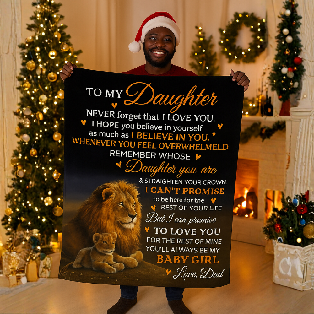 “To My Daughter” Lion & Cub Fleece Blanket from Dad | Inspirational Father-to-Daughter Gift | 50x60 Ultra-Soft Throw