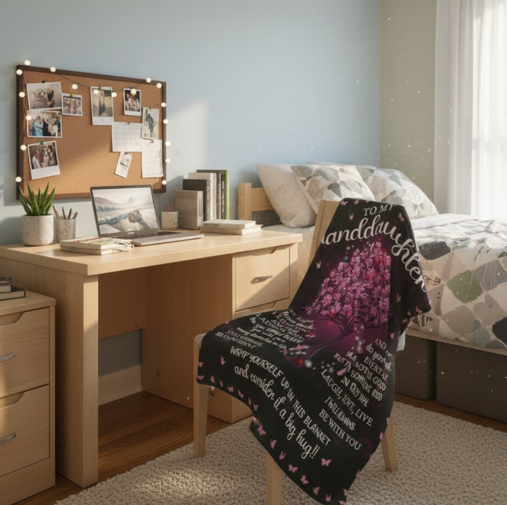 To My Granddaughter |  Pink Tree of Life | Premium Sherpa Blanket | 50x60