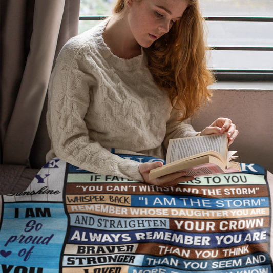 To My Daughter Sherpa Blanket | I Am the Storm Inspirational Gift from Mom | Cozy 50x60 Fleece Throw