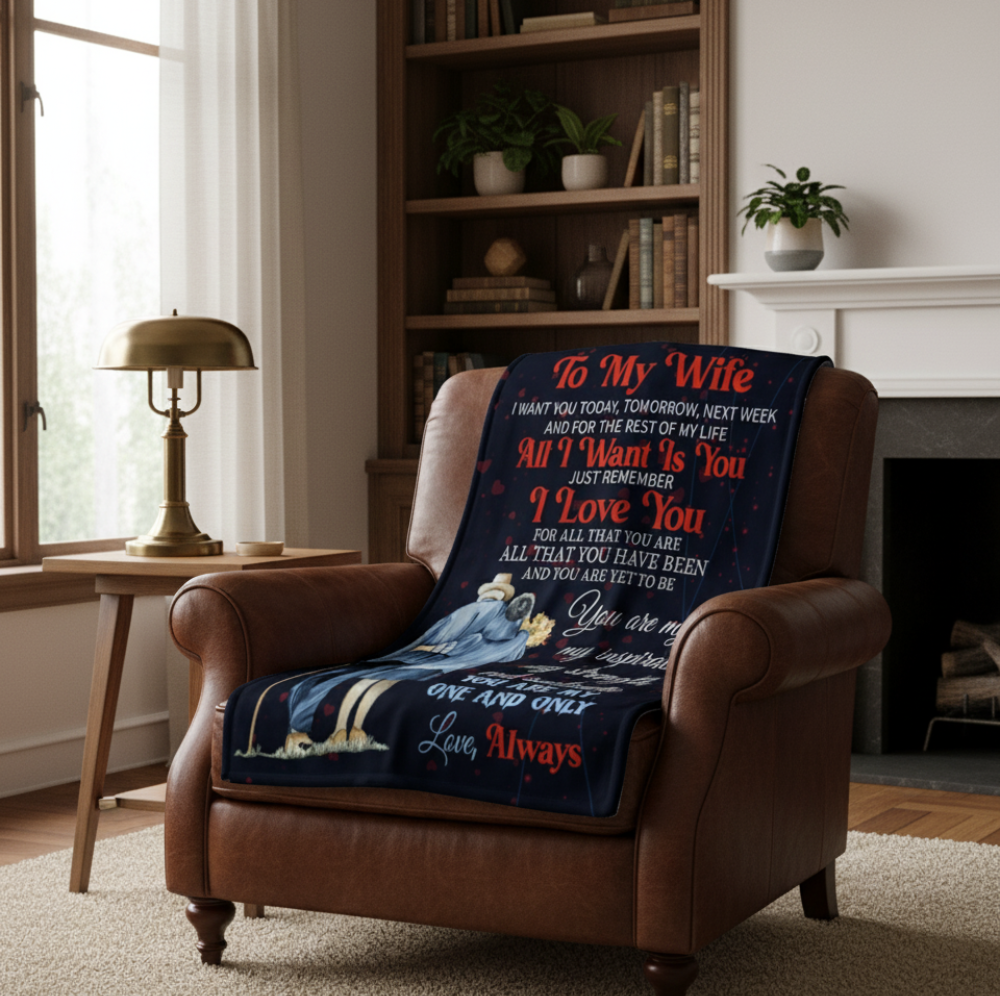 To My Wife | All I Want Is You | Cozy Premium Sherpa Blanket | 50x60